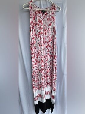 Simply Vera Vera Wang Pink Floral Maxi Dress w/Black Contrast Hem Loungewear PJs